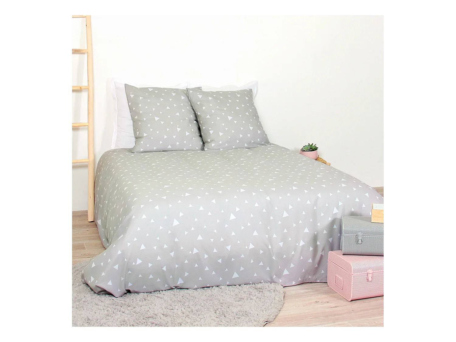 Parure de lit 240x220 cm microfibre PISA gris Perle