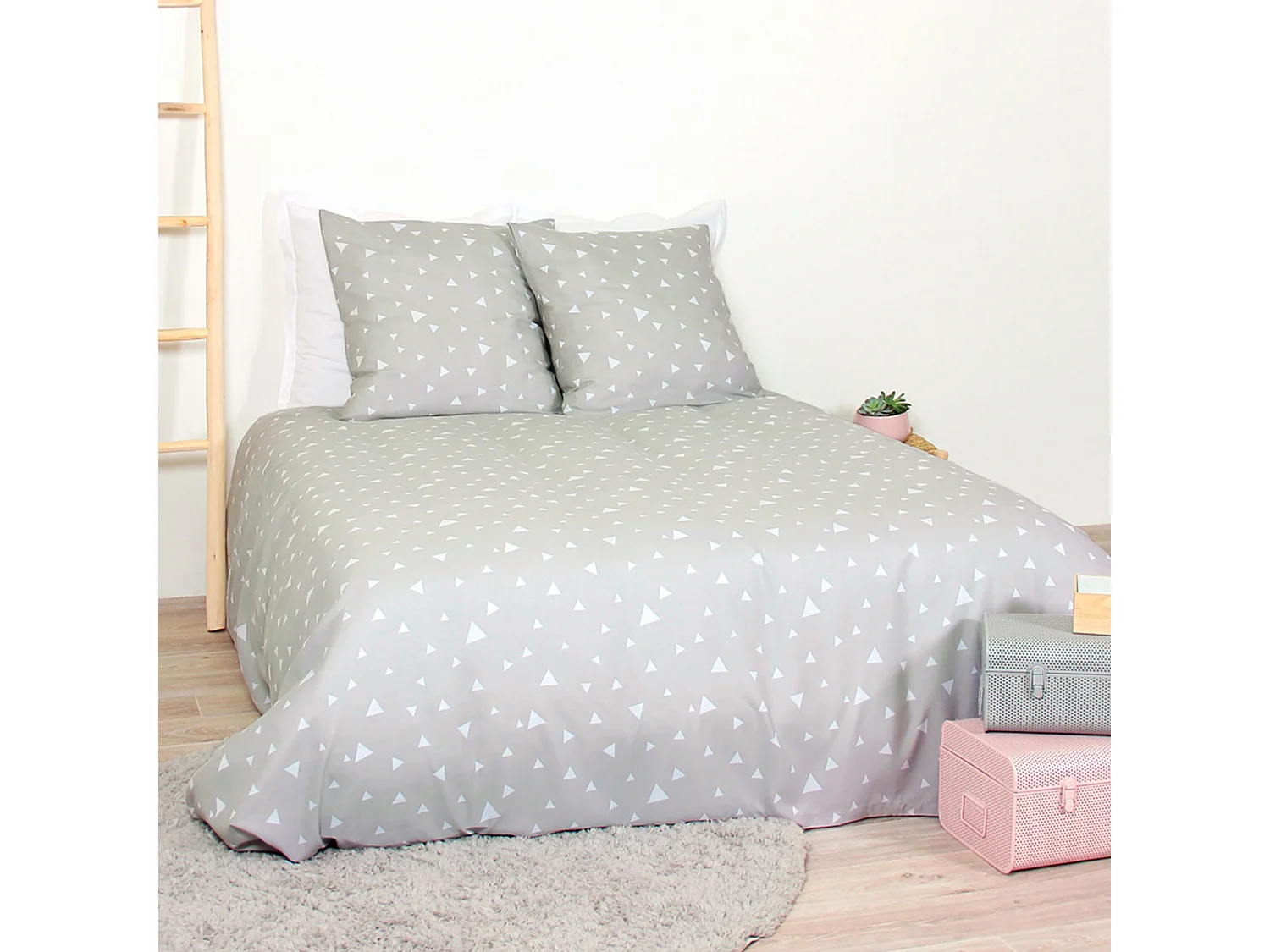 Parure de lit 240x220 cm microfibre PISA gris Perle