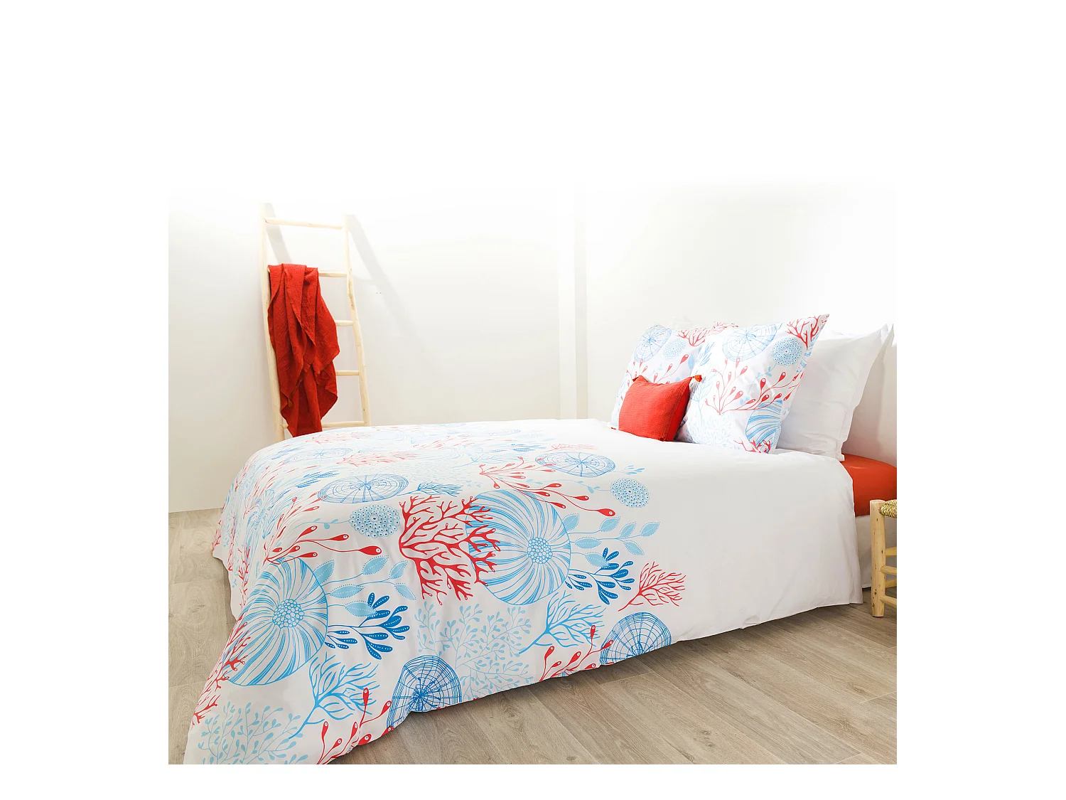 Parure de lit 260x240 cm coton biologique HECTOR bleu Turquoise