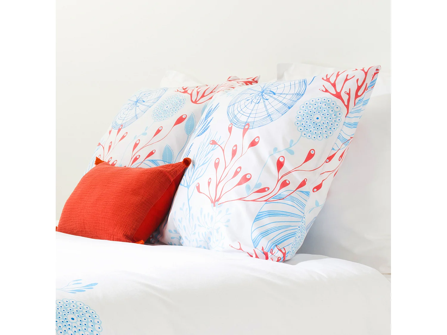 Parure de lit 260x240 cm coton biologique HECTOR bleu Turquoise