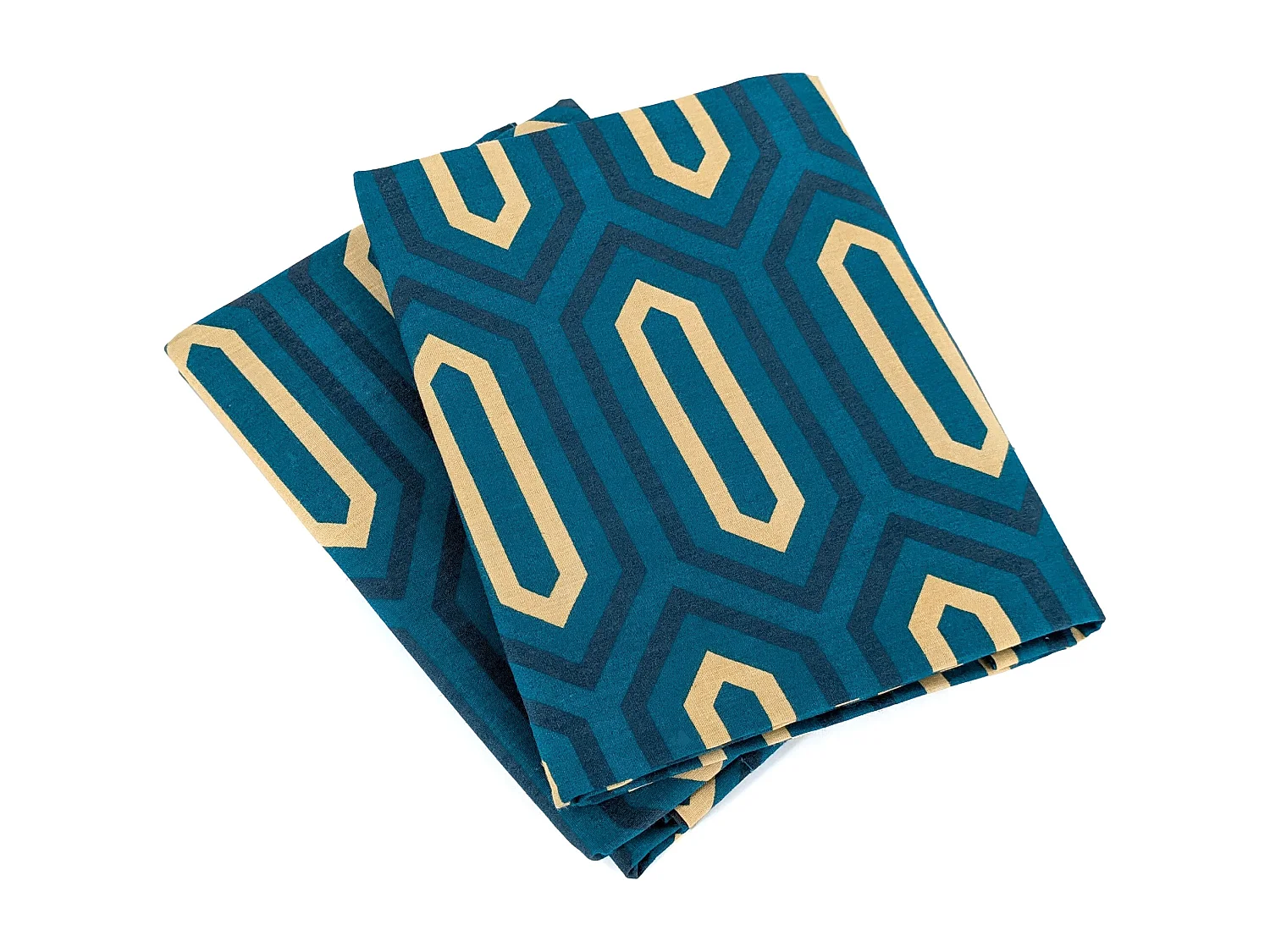 Parure de lit 200x200 cm percale de coton PAST Bleu Canard