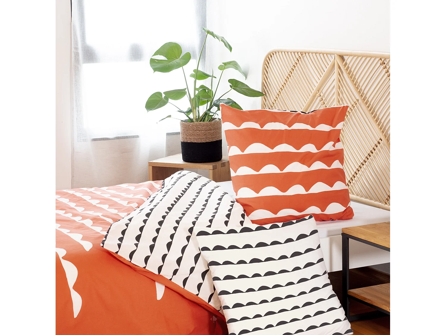 Parure de lit 260x240 cm coton biologique DOBE Rouge Terracotta 3 pièces