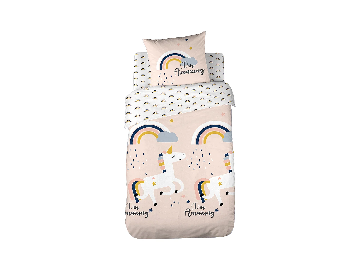 Parure de lit 140x200 cm coton biologique CELESTE Rose Corail