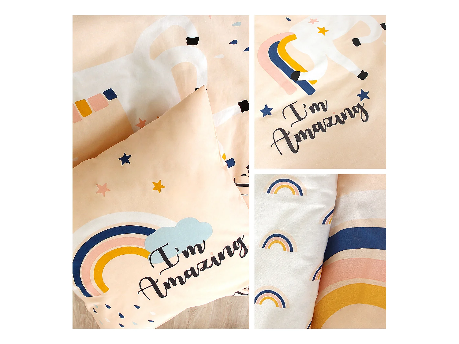 Parure de lit 140x200 cm coton biologique CELESTE Rose Corail