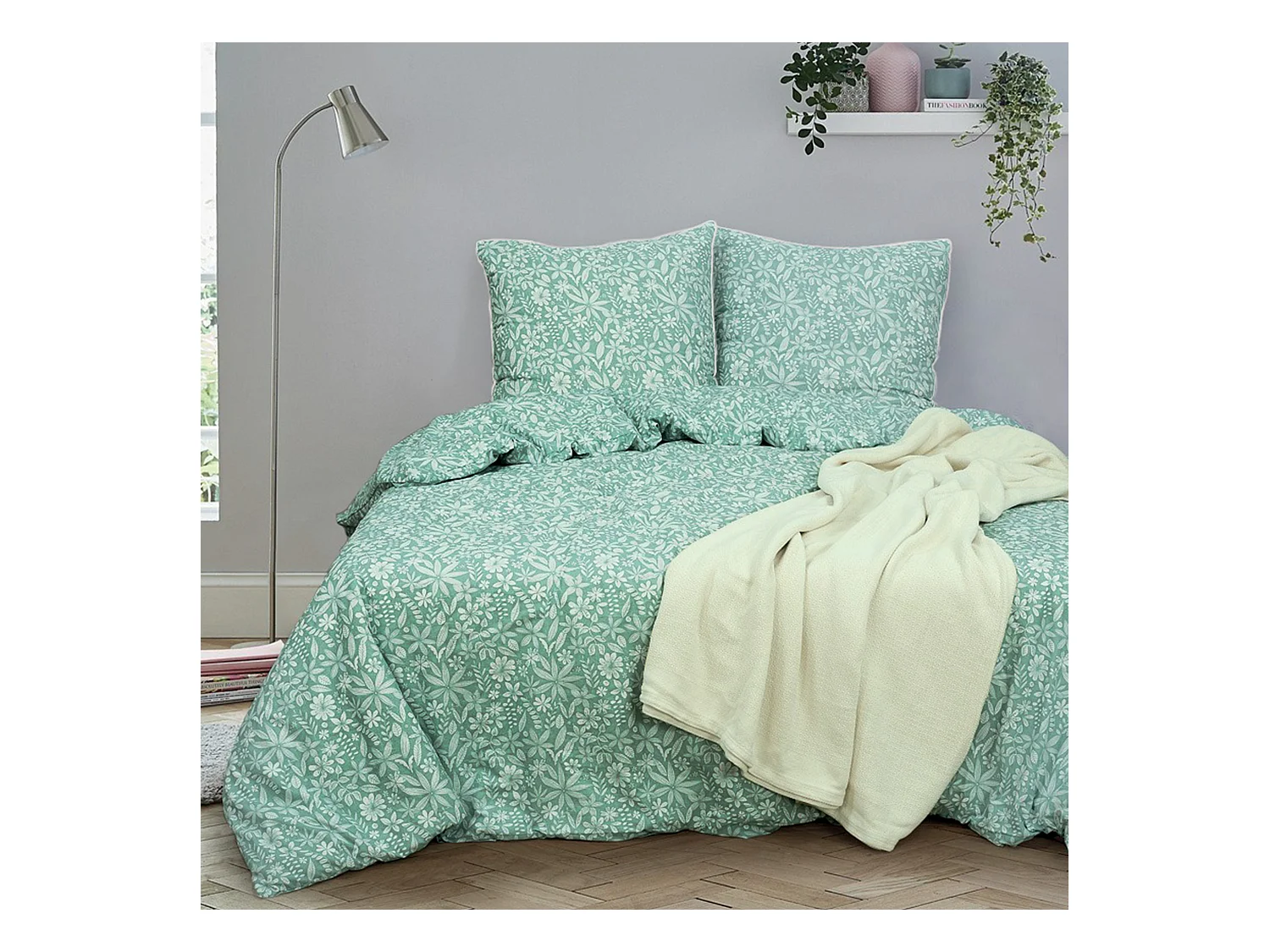 Parure de lit 260x240 cm coton + lyocell LIBERTYS Vert Celadon