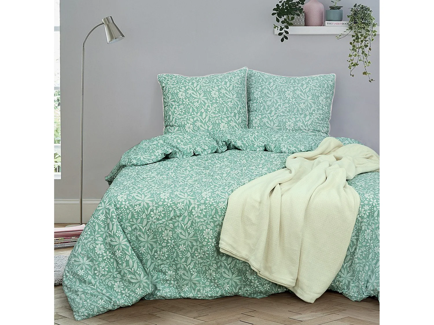Parure de lit 260x240 cm coton + lyocell LIBERTYS Vert Celadon