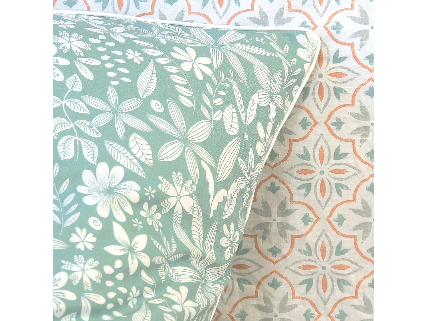 Parure de lit 260x240 cm coton + lyocell LIBERTYS Vert Celadon