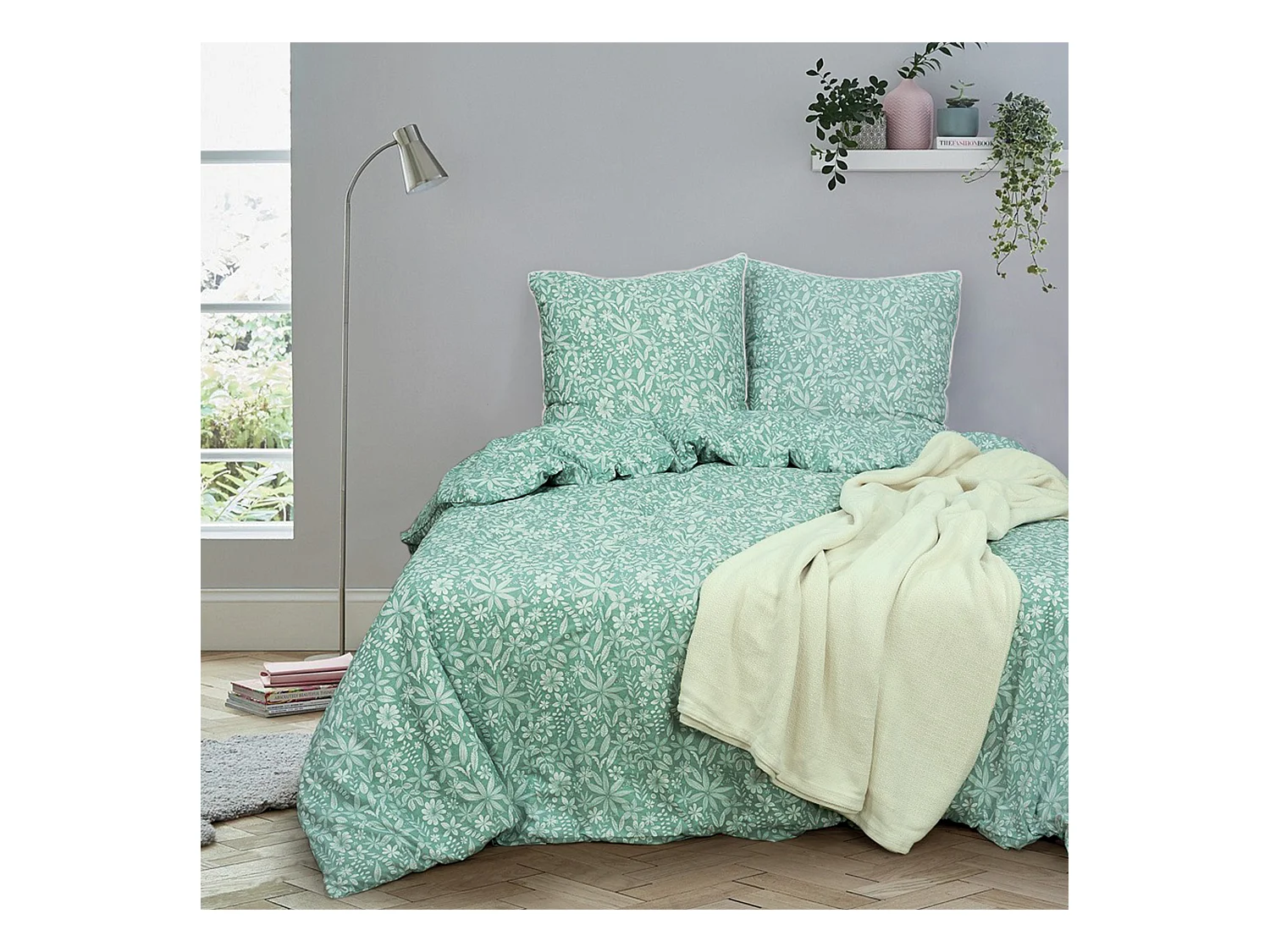 Parure de lit 240x220 cm coton + lyocell LIBERTYS Vert Celadon