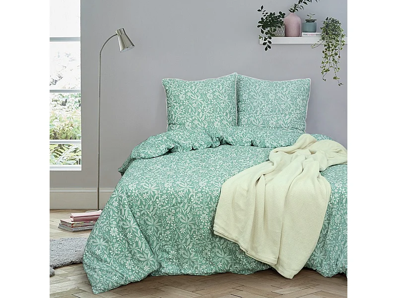 Parure de lit 240x220 cm coton + lyocell LIBERTYS Vert Celadon