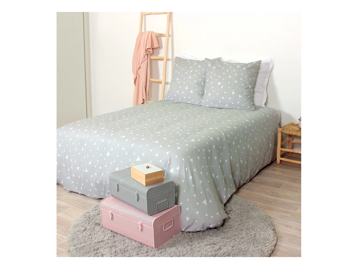 Parure de lit 260x240 cm microfibre PISA gris Perle