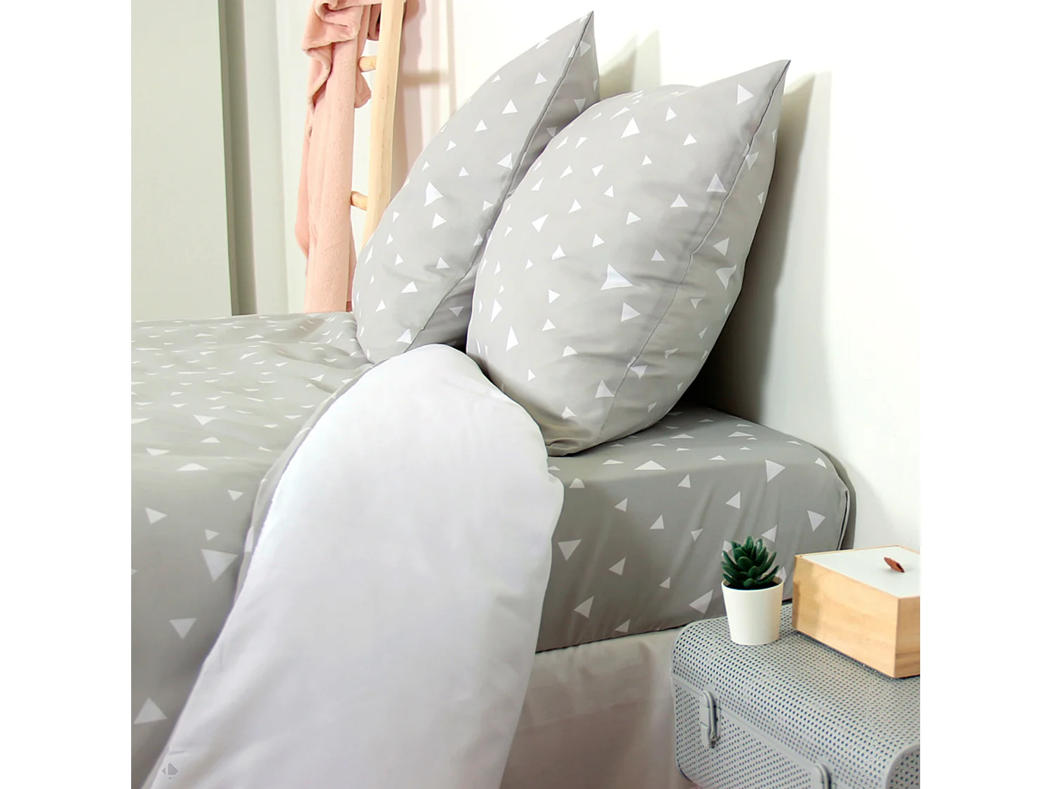 Parure de lit 260x240 cm microfibre PISA gris Perle