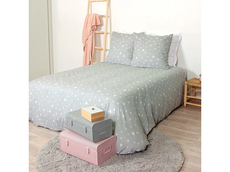 Parure de lit 260x240 cm microfibre PISA gris Perle