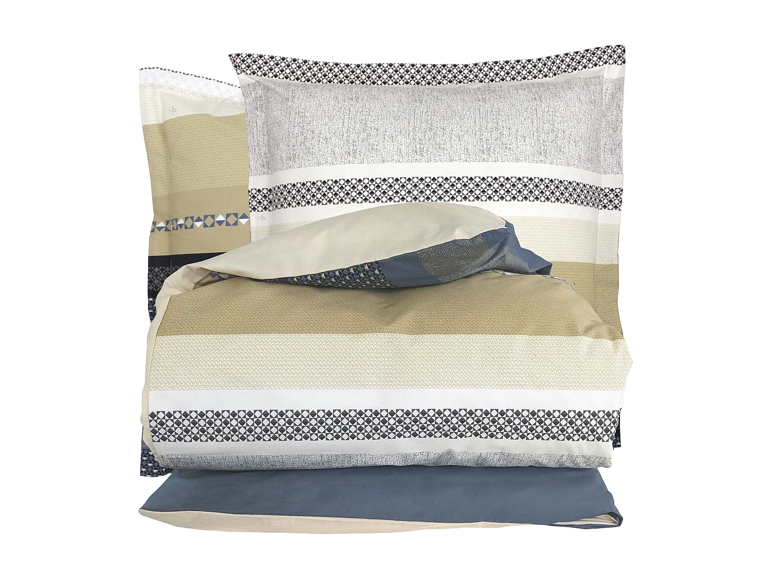 Parure de lit 280x240 cm 65x65 cm percale coton MARLOW acier