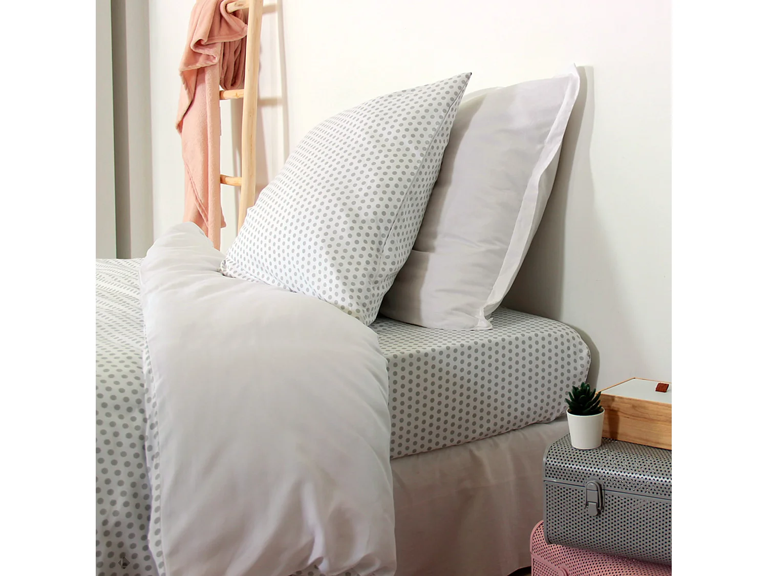 Parure de lit 240x220 cm microfibre POIS Gris