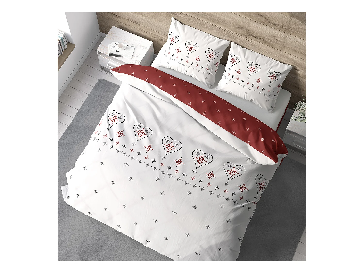 Parure de lit 260x240 cm coton ANGEL Rouge Terre cuite