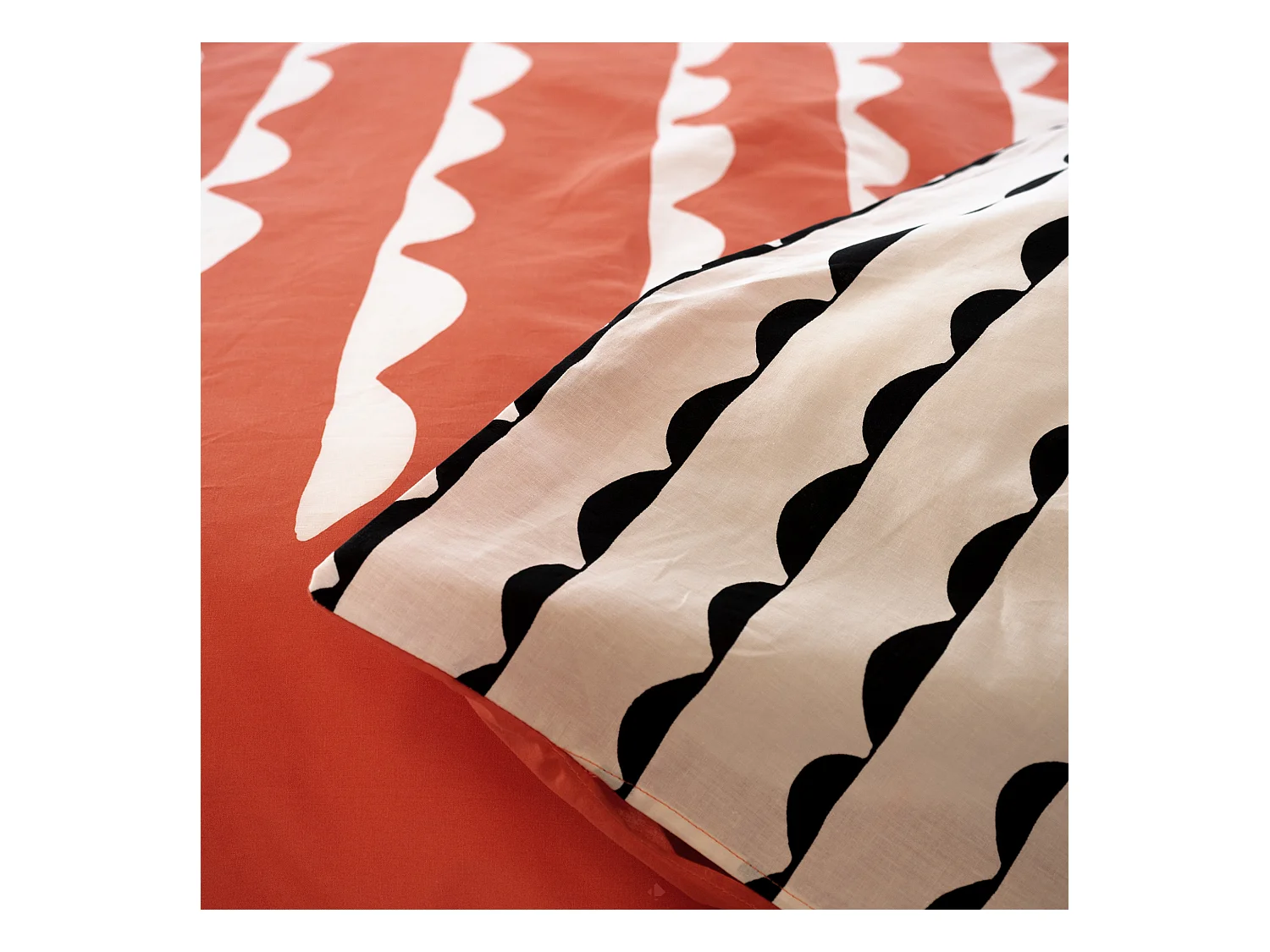 Parure de lit 240x220 cm coton biologique DOBE Rouge Terracotta 3 pièces