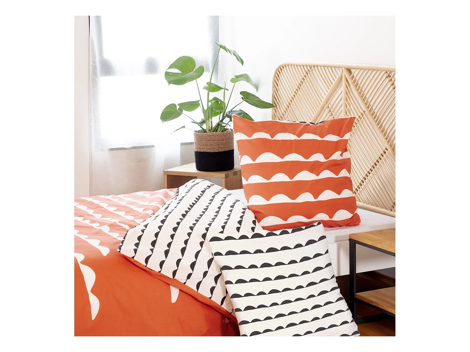 Parure de lit 240x220 cm coton biologique DOBE Rouge Terracotta 3 pièces