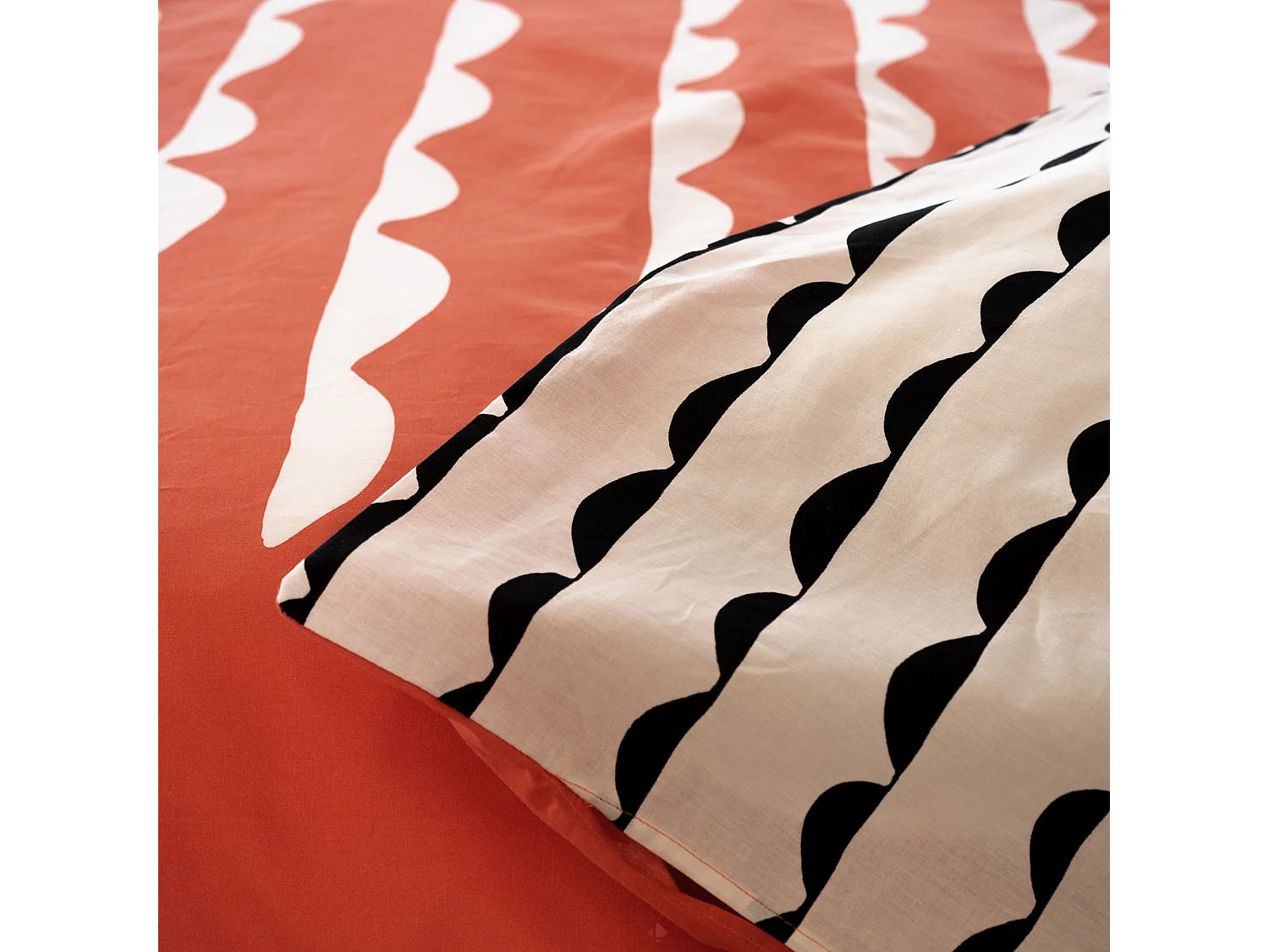 Parure de lit 240x220 cm coton biologique DOBE Rouge Terracotta 3 pièces