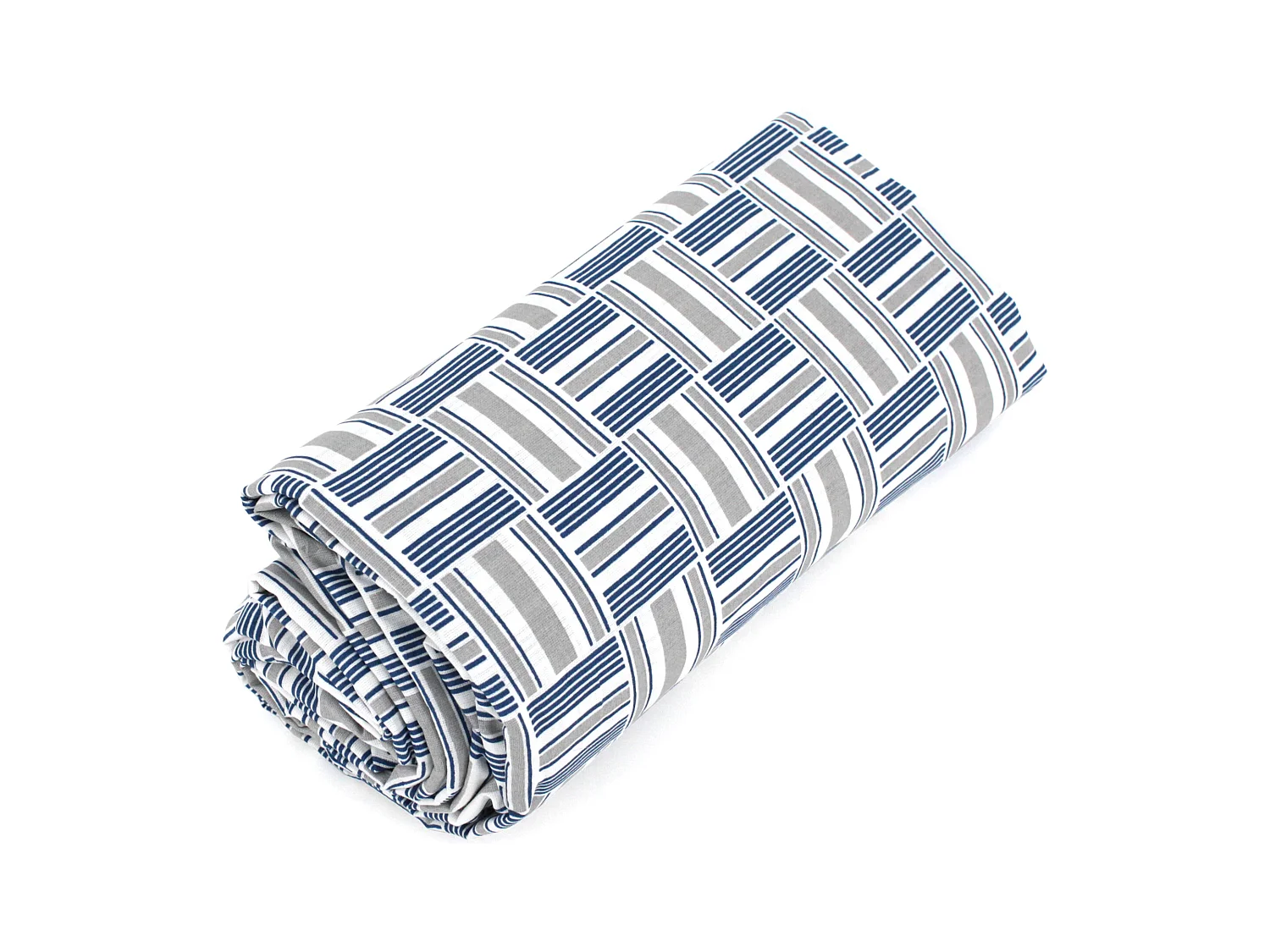 Drap housse imprimé 90x190 cm coton DIEGO bleu baltique Bonnet 23 cm