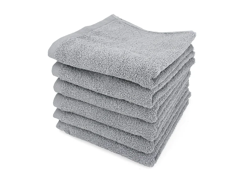 Lot de 6 serviettes de toilette 50x90 cm ALPHA gris Argent