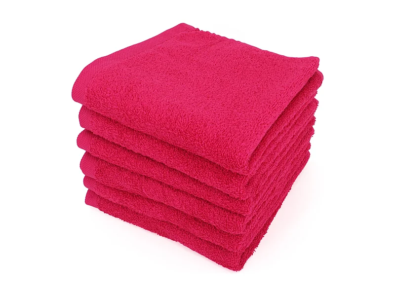 Lot de 6 serviettes de toilette 50x90 cm ALPHA rose Fuschia