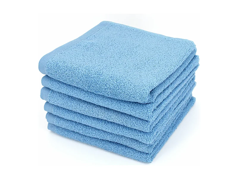 Lot de 6 serviettes de toilette 50x90 cm ALPHA bleu Ciel