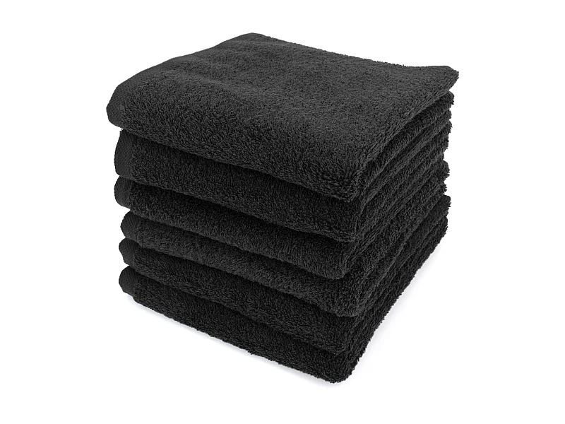 Lot de 6 serviettes de toilette 50x90 cm ALPHA noir