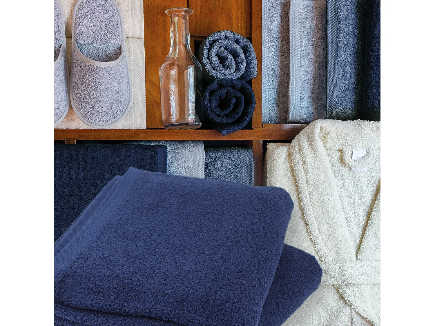 Lot de 6 serviettes de toilette 50x90 cm ALPHA bleu Marine