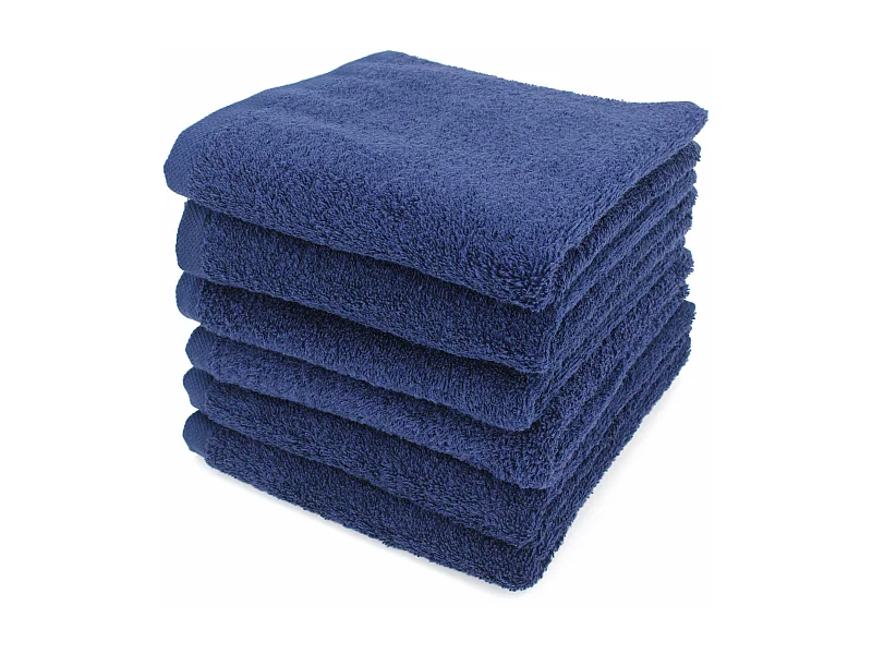 Lot de 6 serviettes de toilette 50x90 cm ALPHA bleu Marine