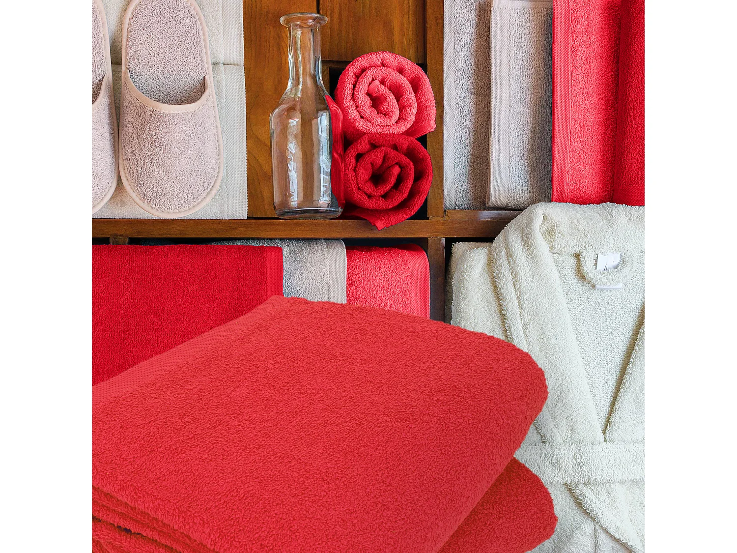 Lot de 6 serviettes de toilette 50x90 cm ALPHA rouge