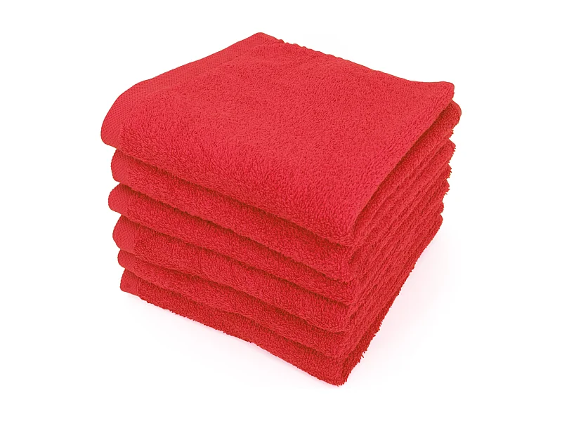 Lot de 6 serviettes de toilette 50x90 cm ALPHA rouge