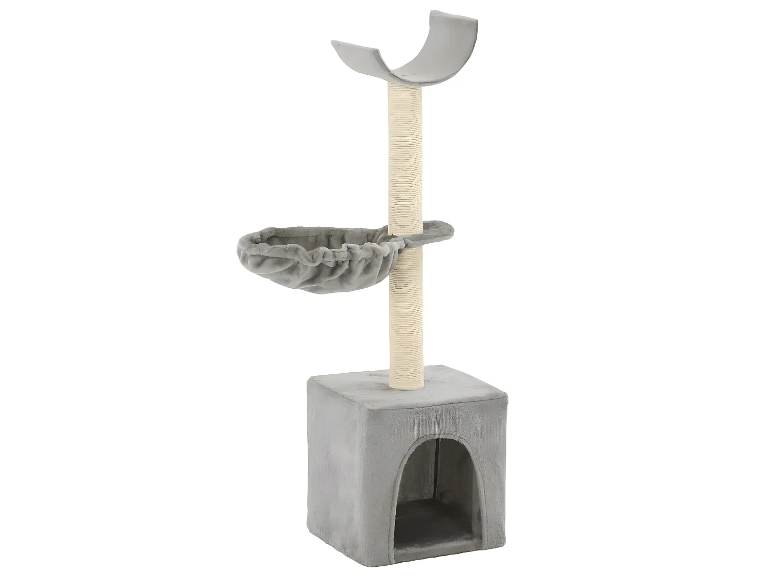 Arbre à chat griffoir grattoir niche jouet animaux peluché en sisal 105 cm gris 3702171