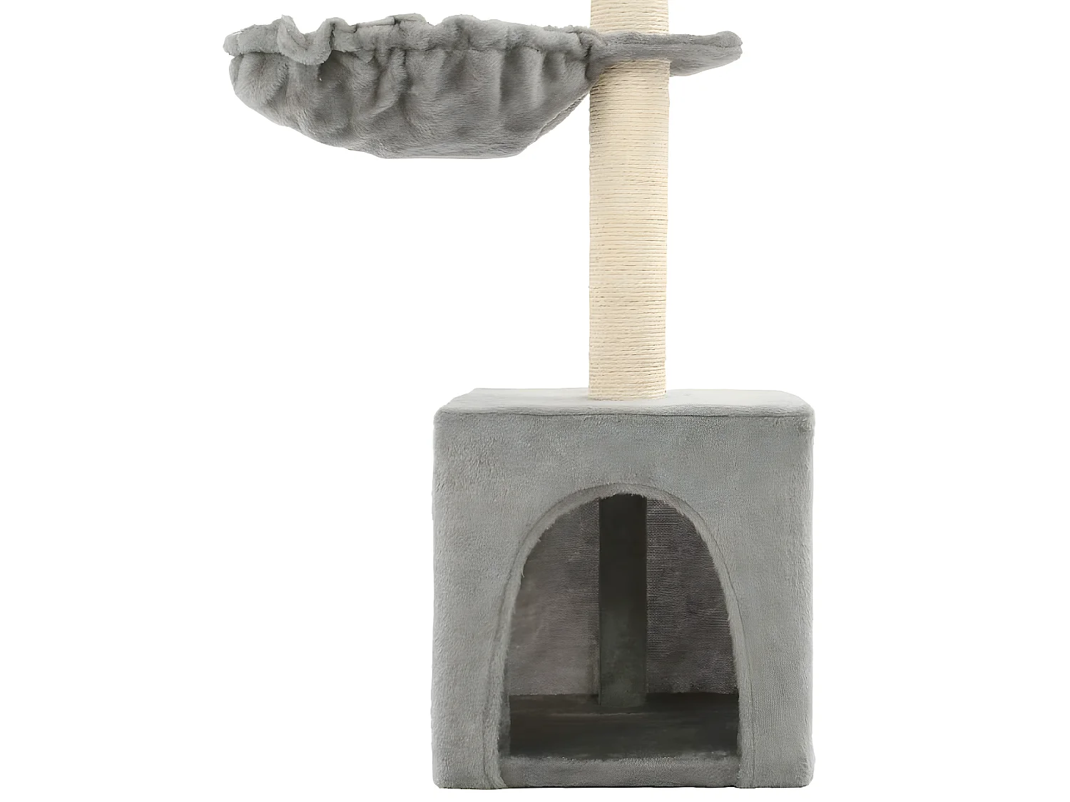 Arbre à chat griffoir grattoir niche jouet animaux peluché en sisal 105 cm gris 3702171