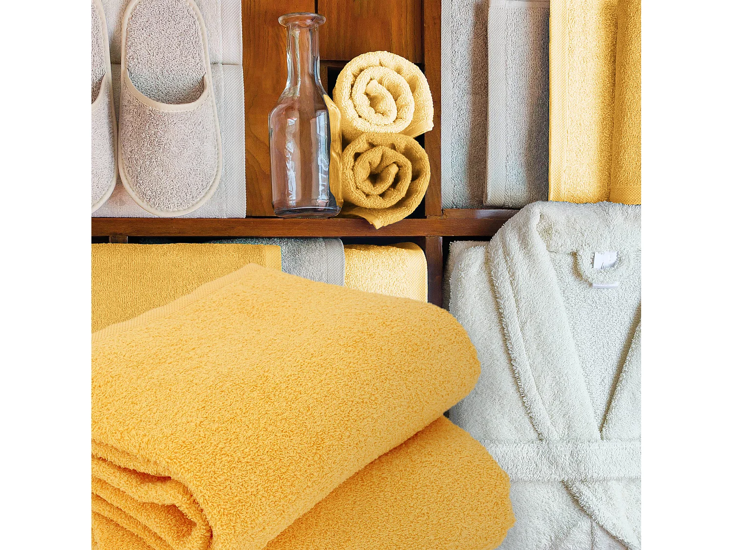 Lot de 2 draps de douche 70x130 cm ALPHA jaune Or