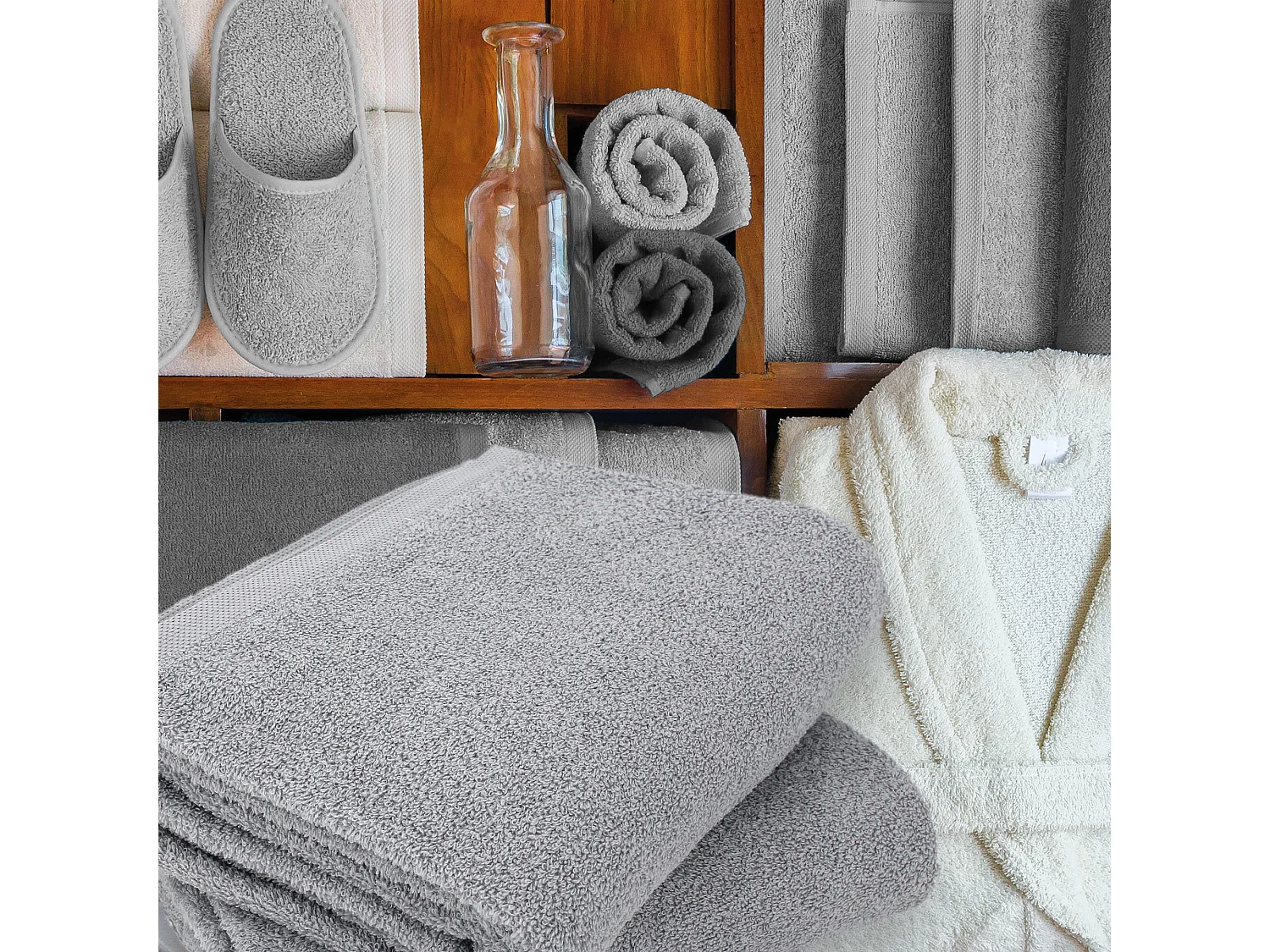 Lot de 2 draps de bain 90x150 cm ALPHA gris Argent