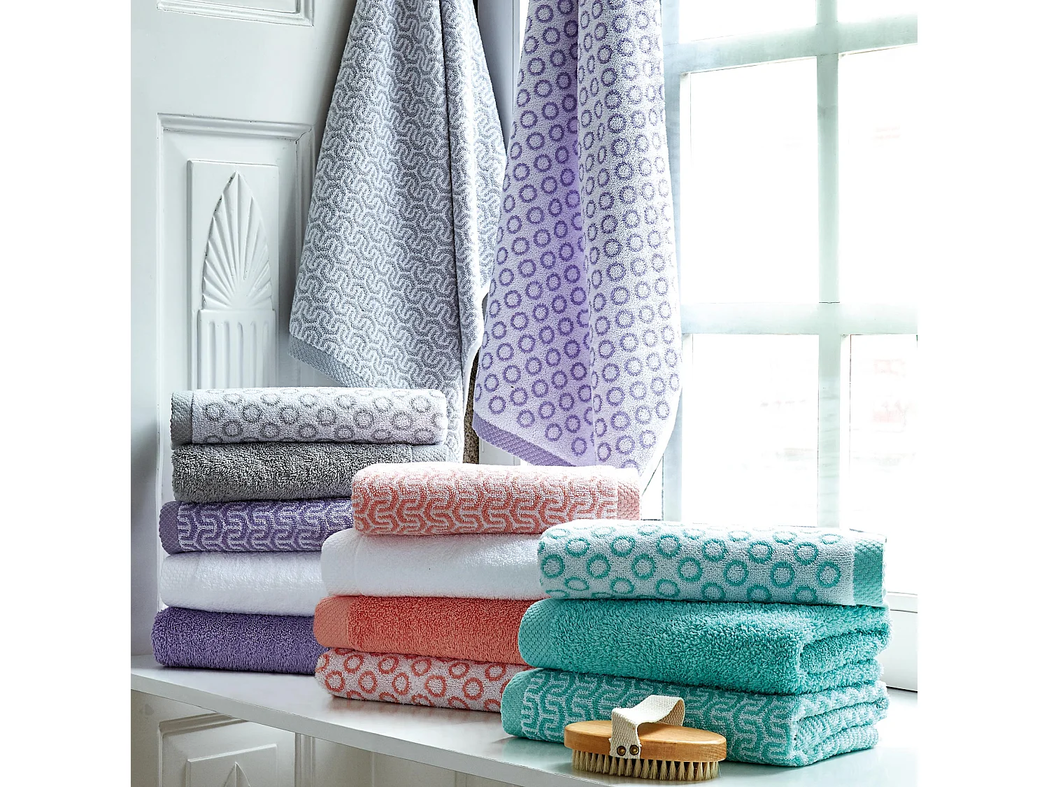 Lot de 2 serviettes invité 33x50 cm GRAPHIC CIRCLE bleu