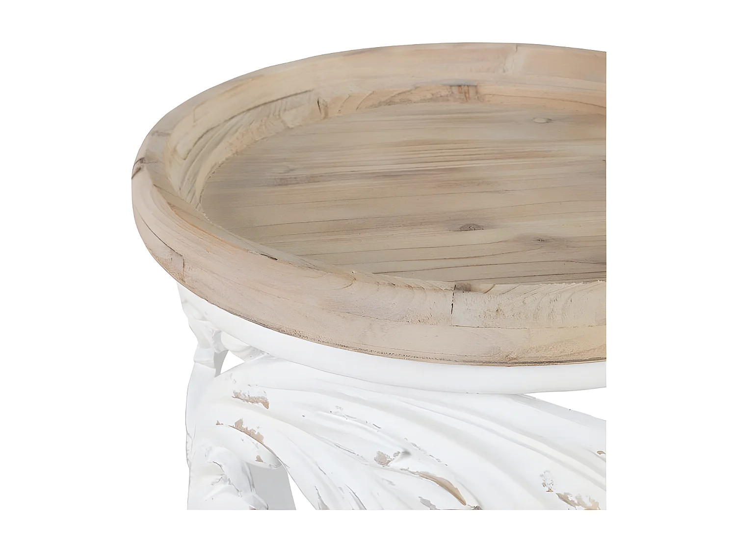 Table basse ronde Bois/Blanc Taille S - ANEMONE