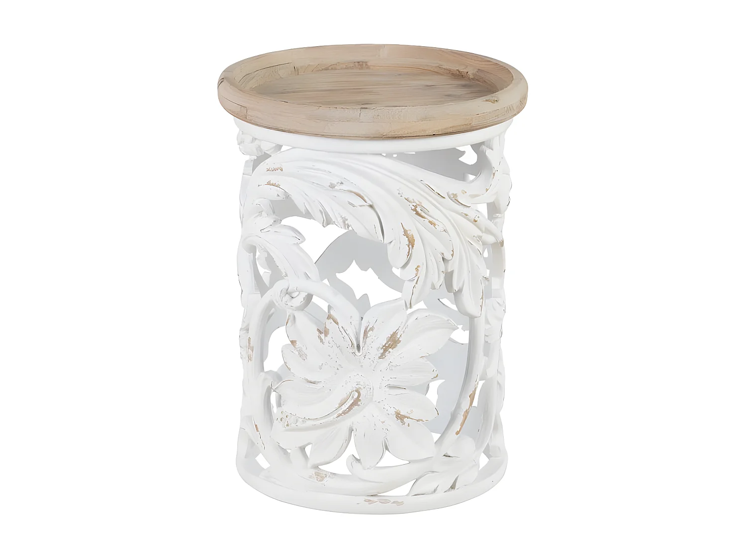 Table basse ronde Bois/Blanc Taille S - ANEMONE
