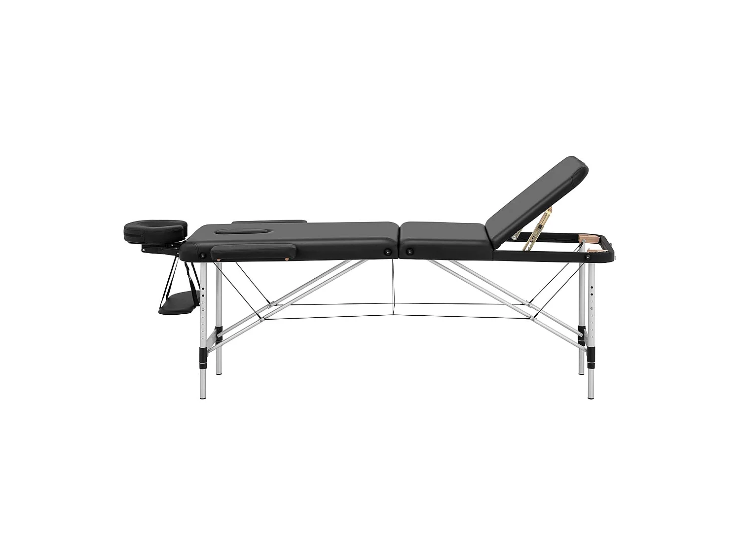 Camilla de masaje plegable con estructura de aluminio y revestimiento de PVC negro 14_0003636