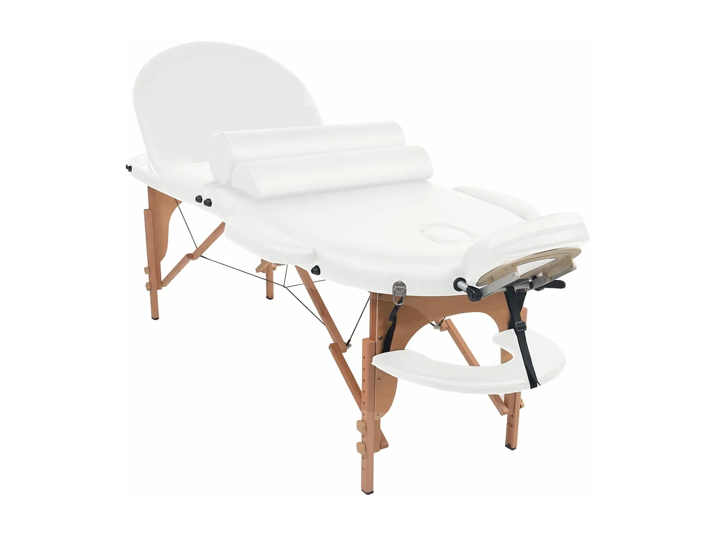 Camilla de masaje plegable de 4 cm de grosor y 2 cojines blancos 02_0001840