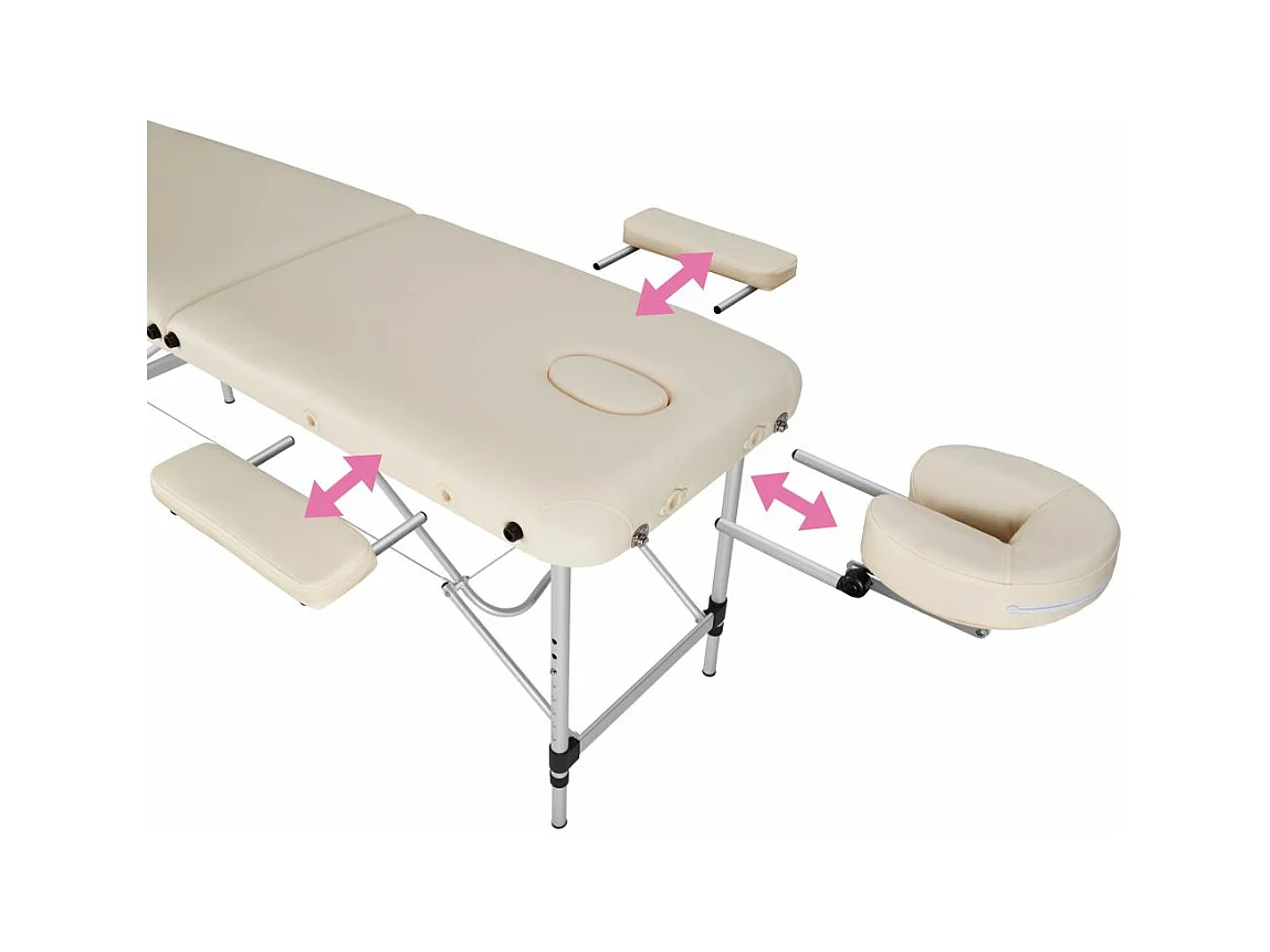 Camilla de masaje portátil plegable de aluminio de 2 zonas + funda beige 2008133