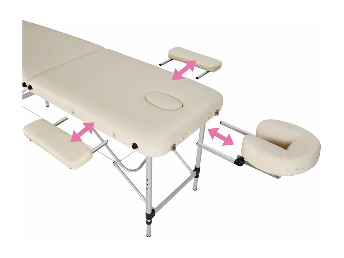 Camilla de masaje portátil plegable de aluminio de 2 zonas + funda beige 2008133