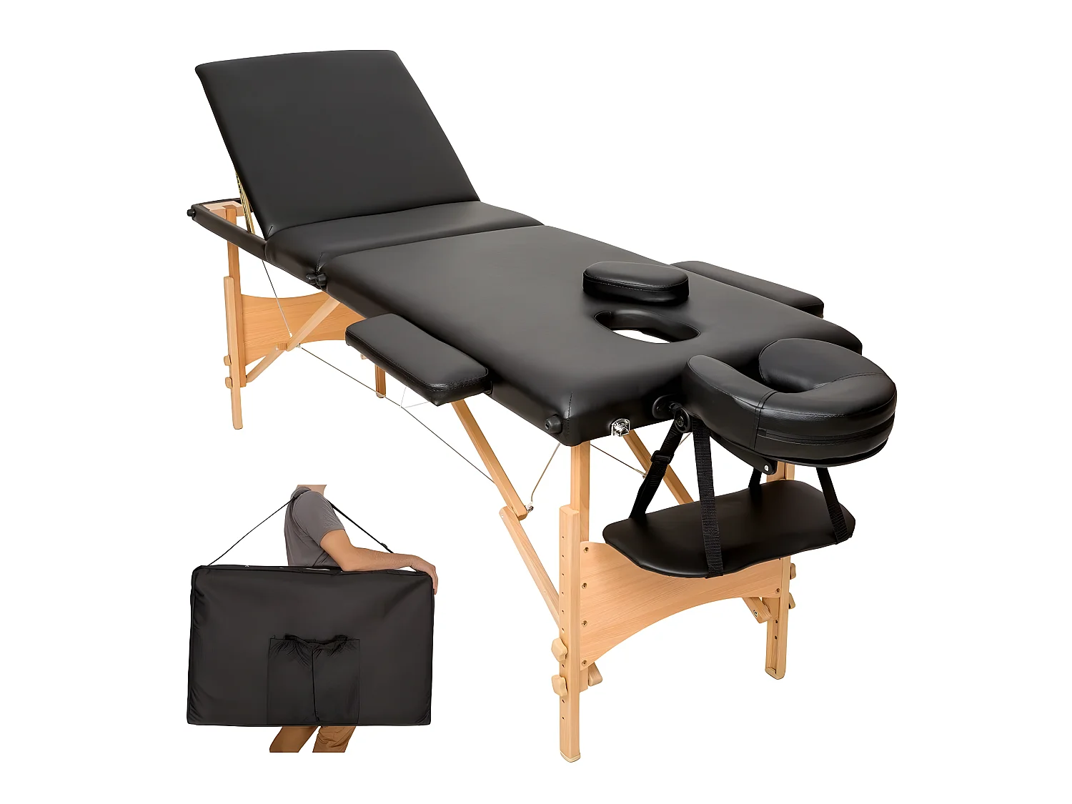 Table de massage noire noire 210 x 95 x 84 cm 08_0000467