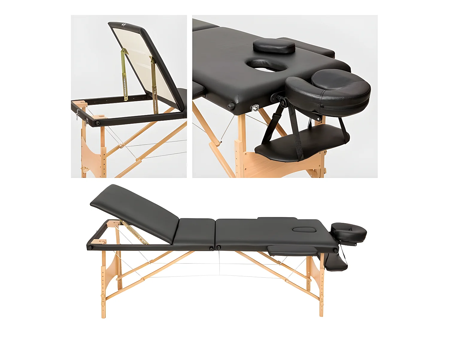 Table de massage noire noire 210 x 95 x 84 cm 08_0000467