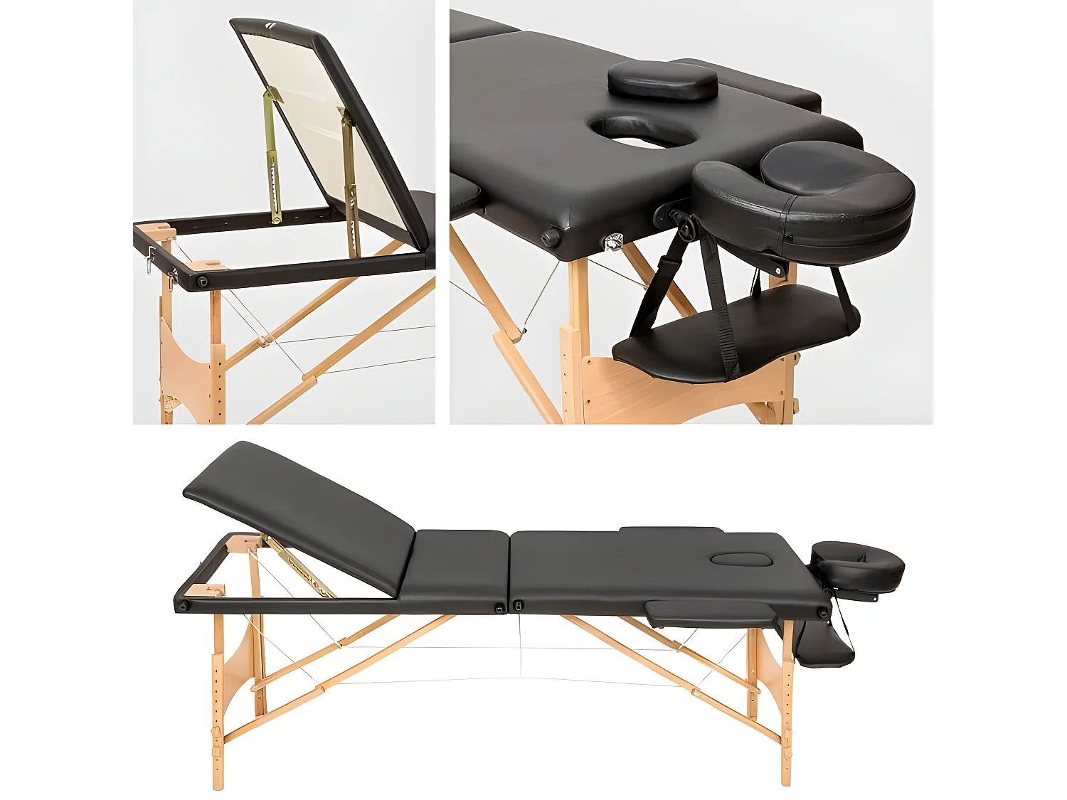 Table de massage noire noire 210 x 95 x 84 cm 08_0000467