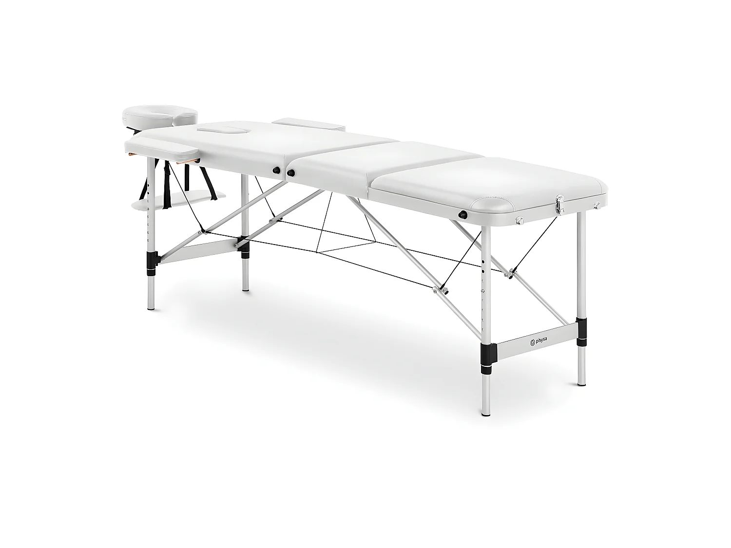 Camilla de masaje con estructura de aluminio y revestimiento de PVC plegable color blanco 14_0003637