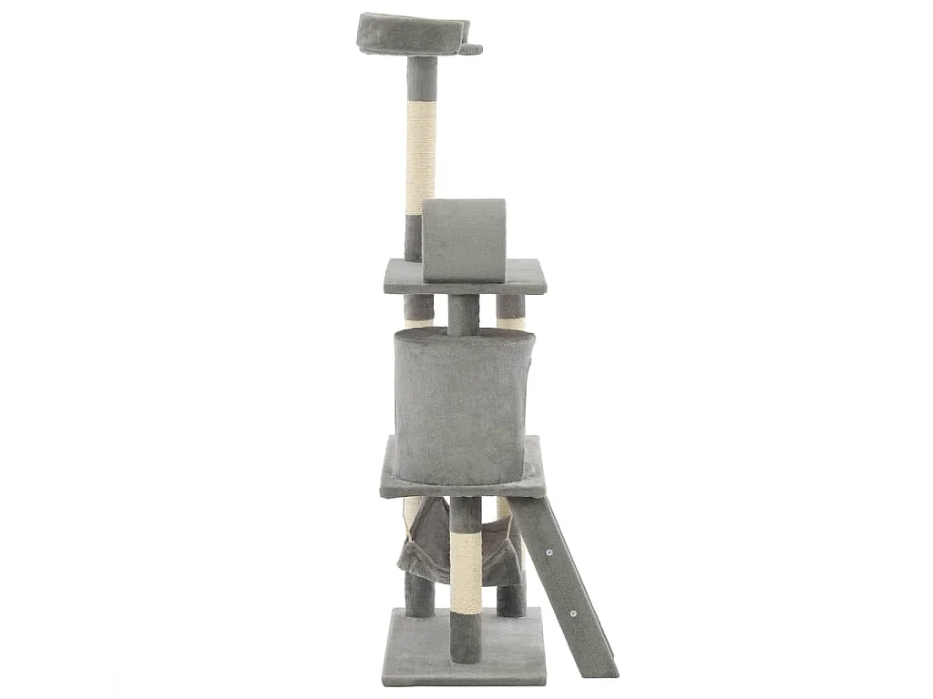 Arbre à chat griffoir grattoir niche jouet animaux peluché en sisal 140 cm gris 3702125
