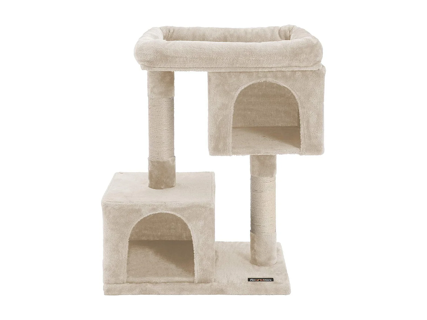 Arbre à chat colonne en sisal pour aiguiser les griffes 2 niches luxueuses maison de jeu meubles pour chatons chats et félins couleur beige 12_0000156