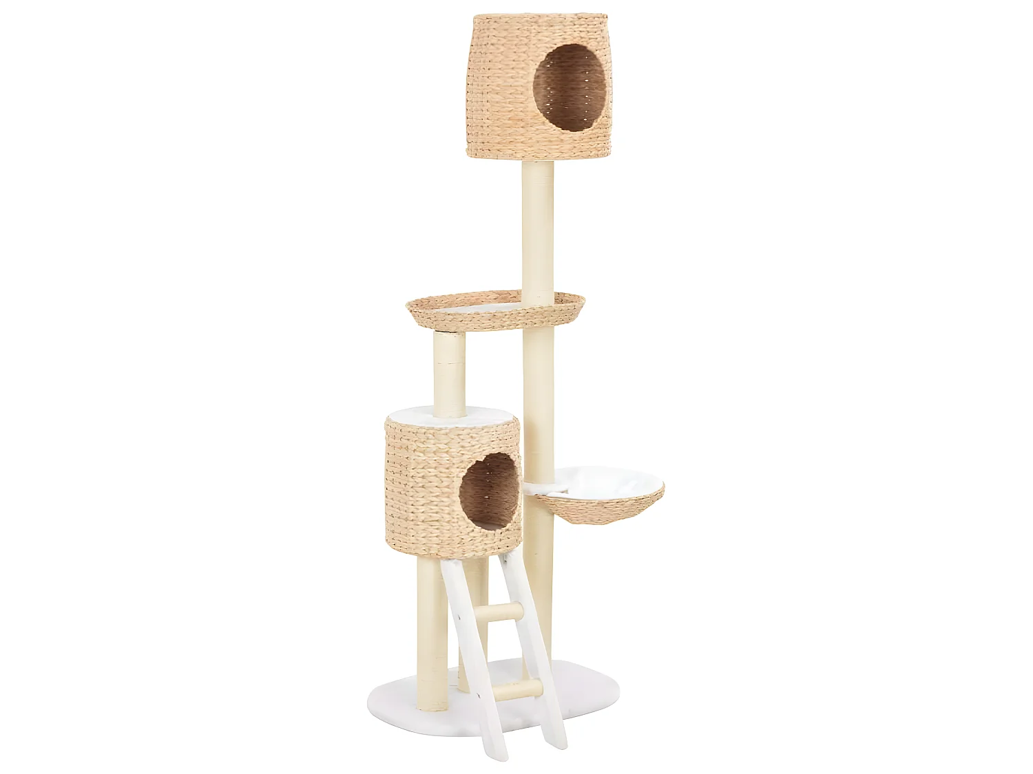 Arbre à chat griffoir grattoir niche jouet animaux peluché en sisal herbiers marins beige3702186