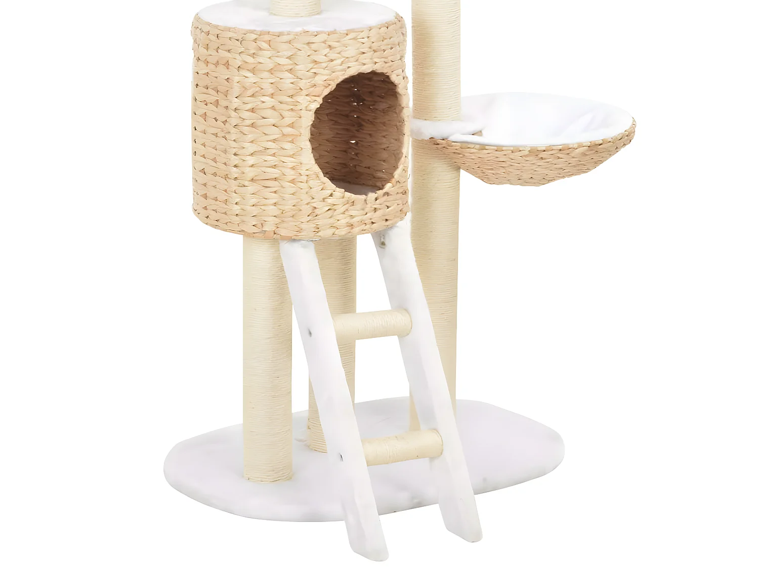 Arbre à chat griffoir grattoir niche jouet animaux peluché en sisal herbiers marins beige3702186